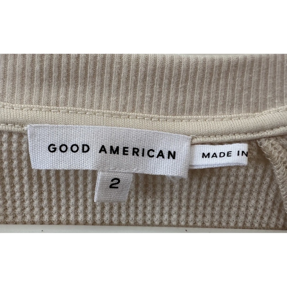 Good American Bone091  Women's Sleeve  Crop Top Size 2 Beige - Picture 2 of 5
